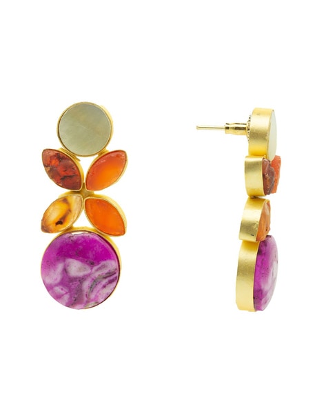 Colored stone studs/Earrings Pastel colors Set of 12 colors 11185N – Griiham
