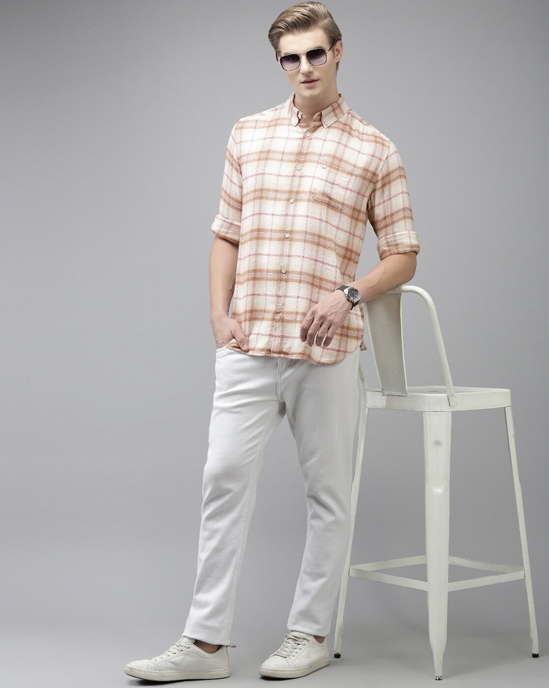 Buy Cream Shirts for Men by THE BEAR HOUSE Online