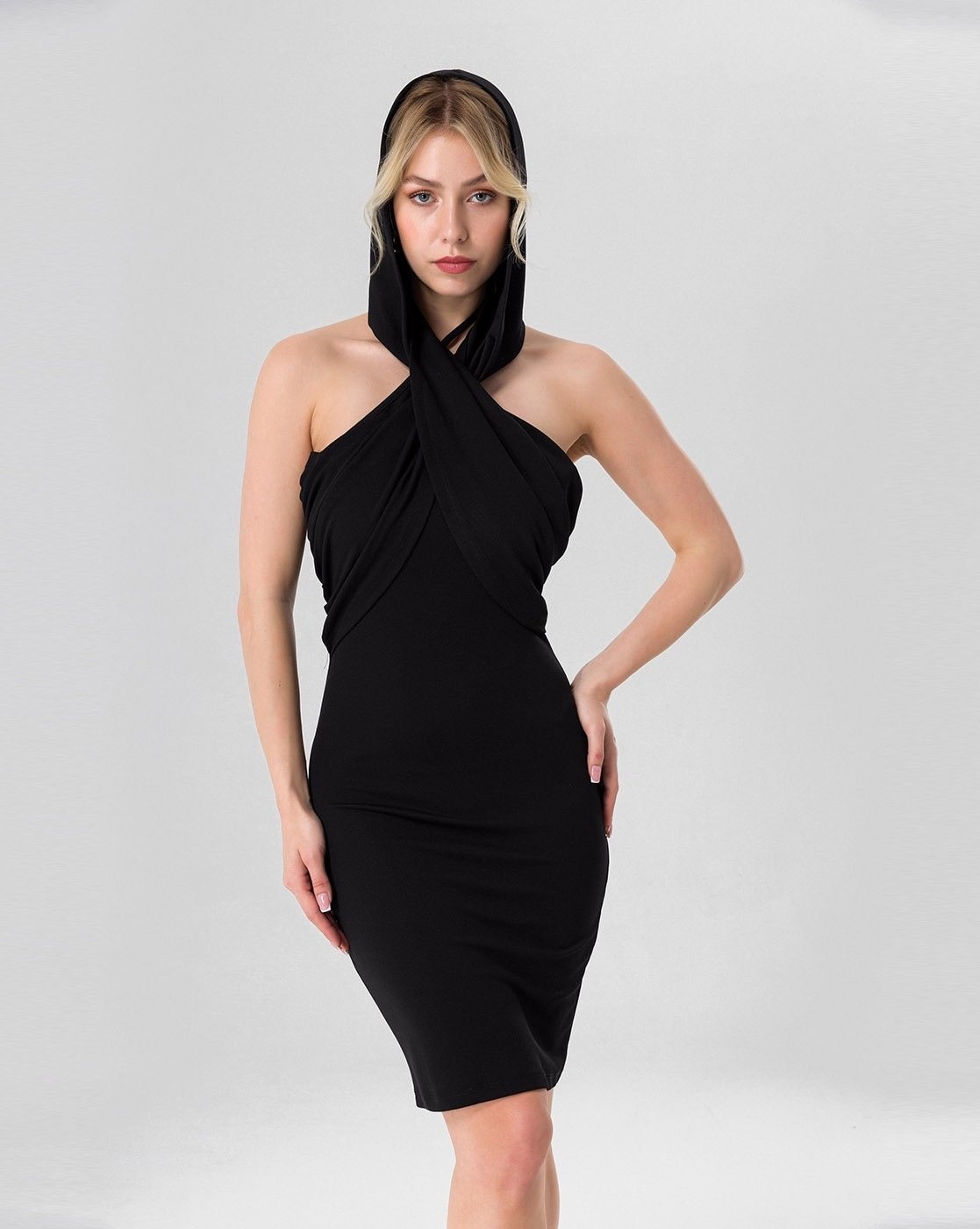 Buy Lipsy Black Halter Neck Asymmetric Bodycon Dress from Next USA