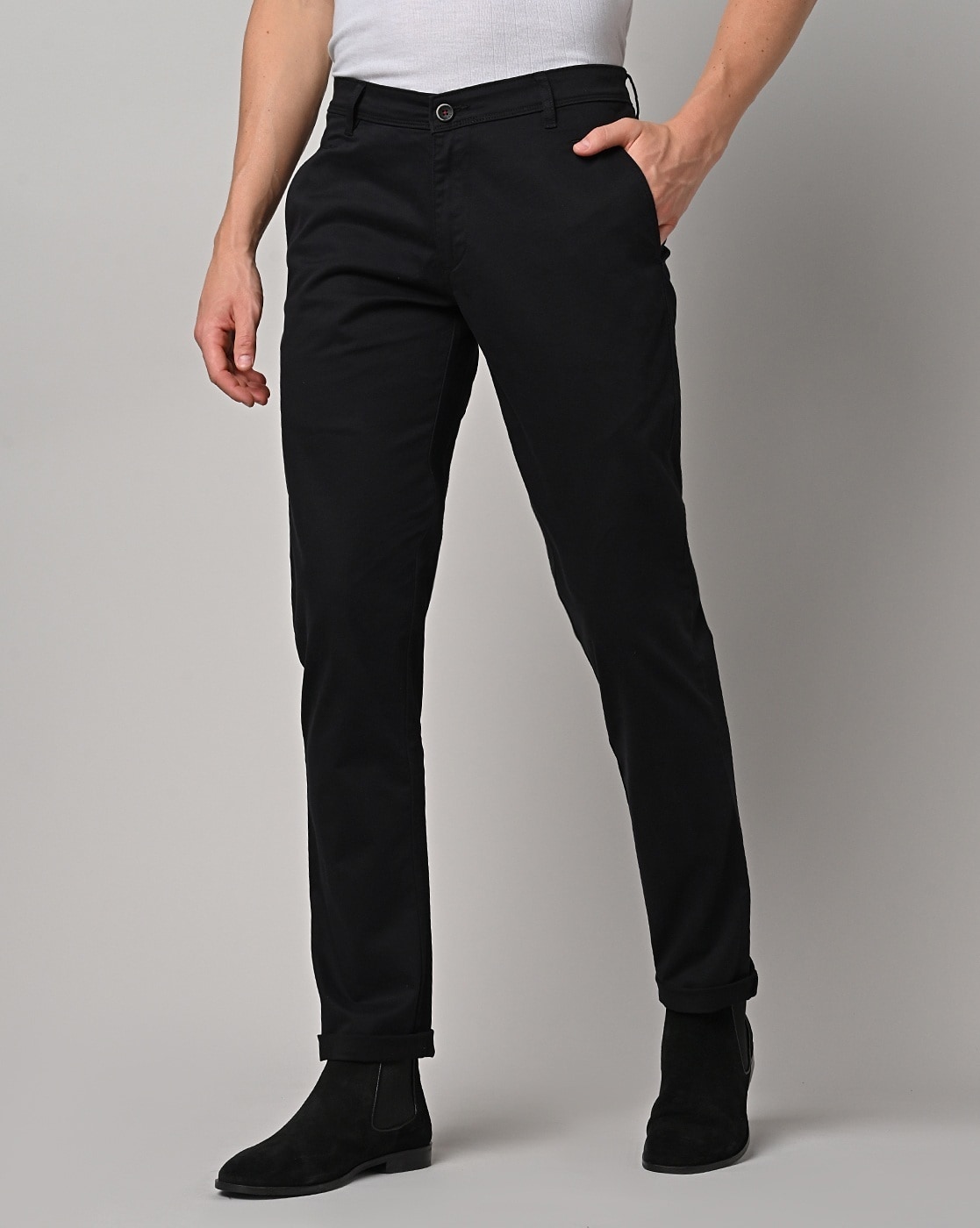 Buy Parx Black Regular Fit Chinos for Men's Online @ Tata CLiQ