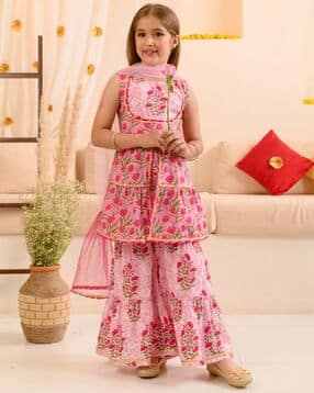 pspeaches Floral Print Kurta Sharara with Dupatta Set-picture-20
