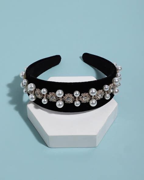 Sohi Stone-Studded Pearl Hairband