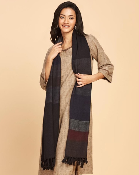 Striped Shawl with Tassels Price in India