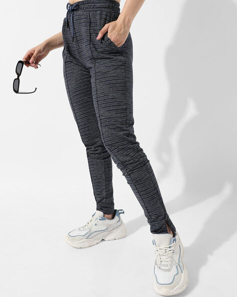 Buy CAMPUS SUTRA Grey Stripes Cotton Regular Fit Womens Track Pants
