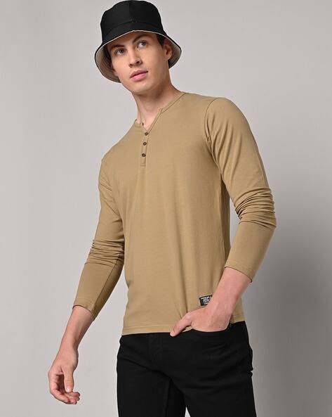 Regular Fit V-Neck T-Shirt with Full Sleeves