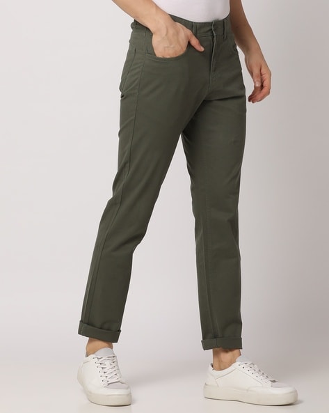 Buy Olive Green Stretch Cargo Pants For Men Online In India