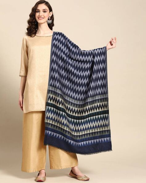 Geometric Print Stole with Fringes Price in India