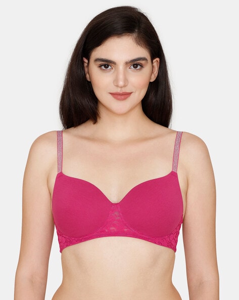 T-Shirt Bras, Full Coverage Bra With Shimmer Logo Straps Pink