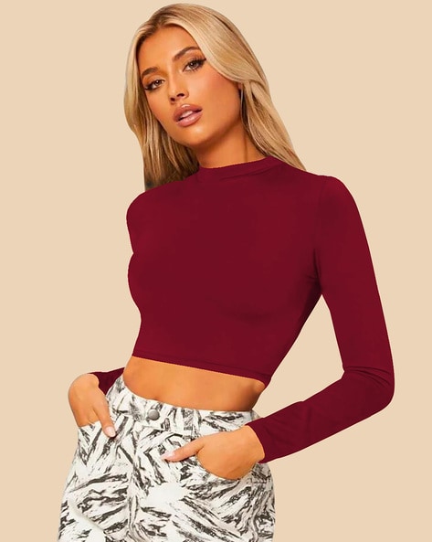 Burgundy high hotsell neck top