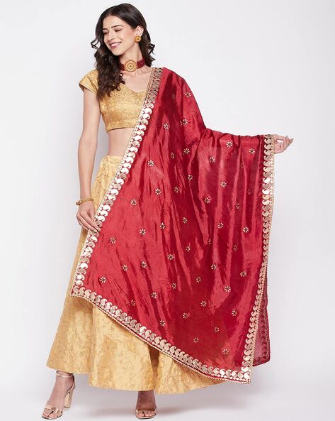 Embroidered Dupatta with Paisley Border Price in India