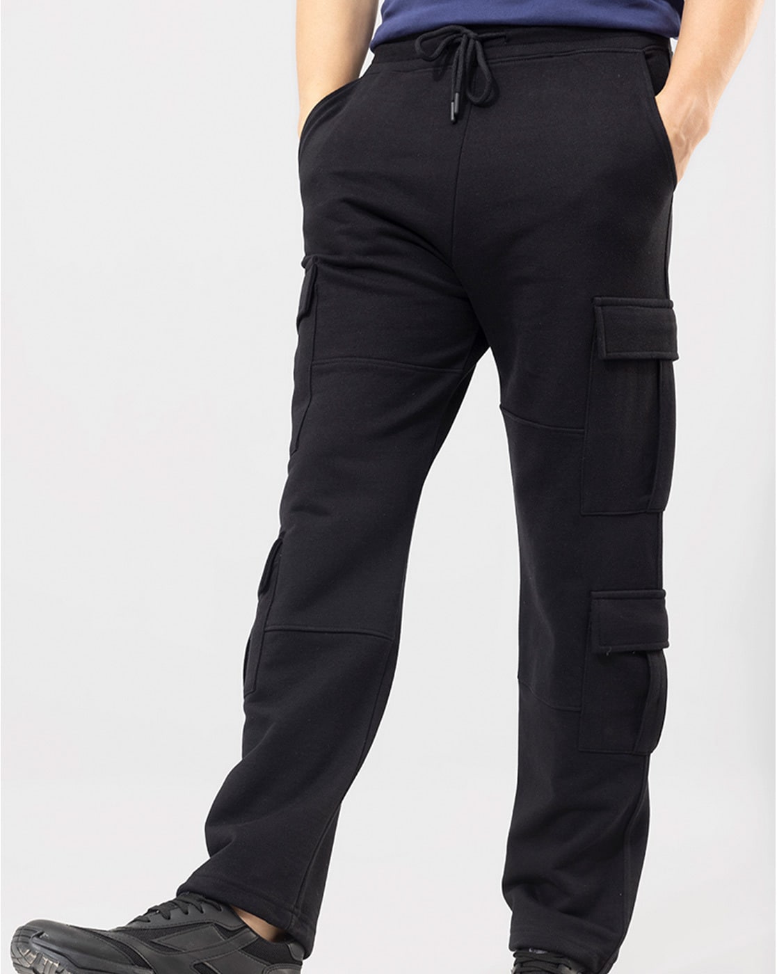 Men's Oversize Jogger Cargo Pants Skinny Leg Black | Martin Valen