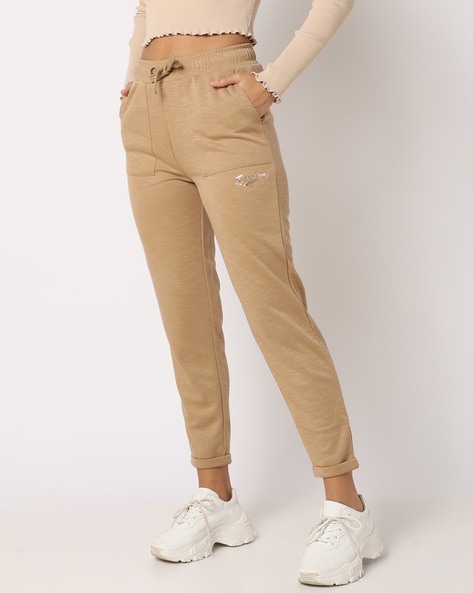 Buy Go Colors Women Beige Solid Relaxed Fit Casual Trousers - Trousers for  Women 2703378 | Myntra