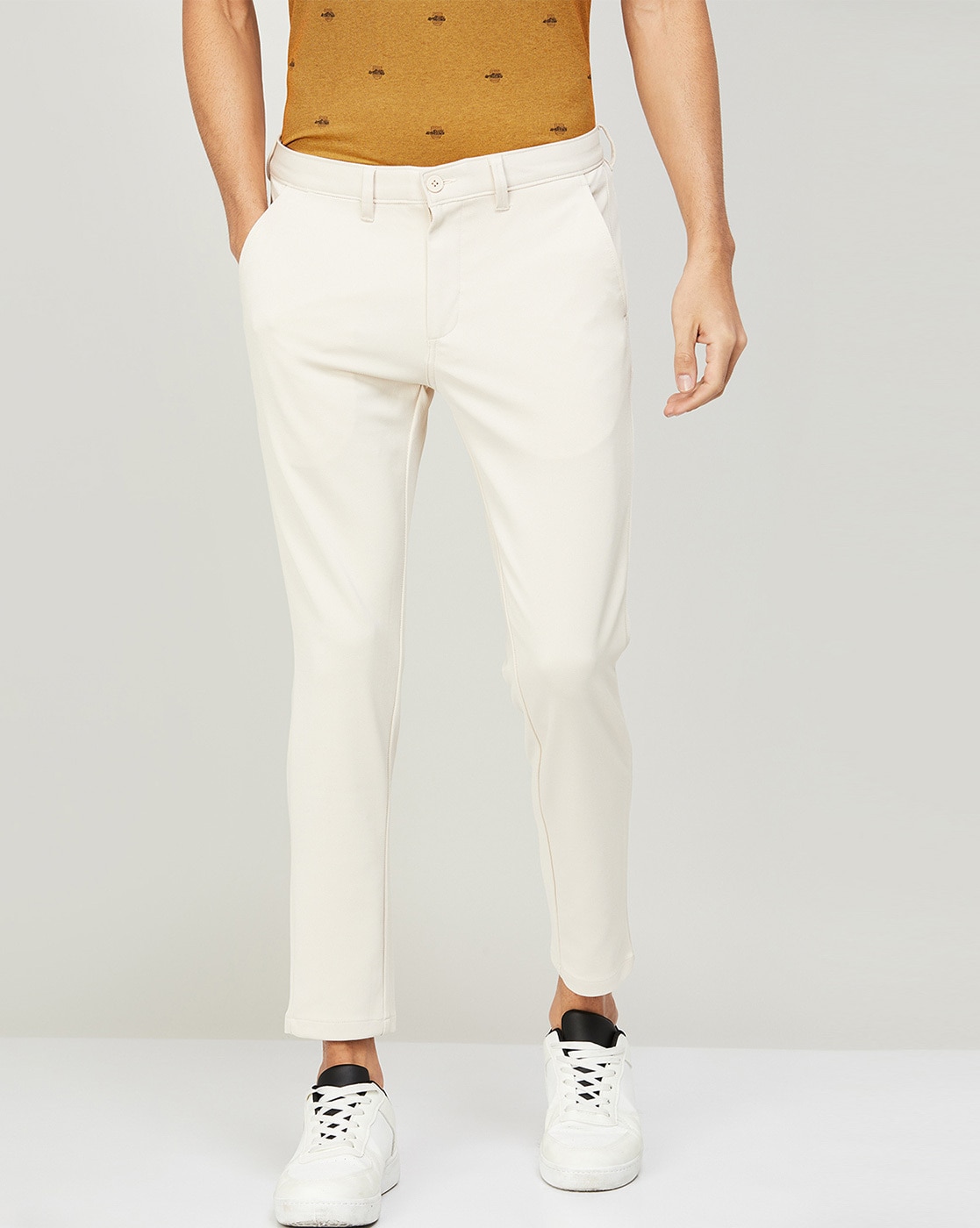 Buy Haul Chic Men Cream Solid Synthetic Singel Formal Trousers Online at  Best Prices in India - JioMart.