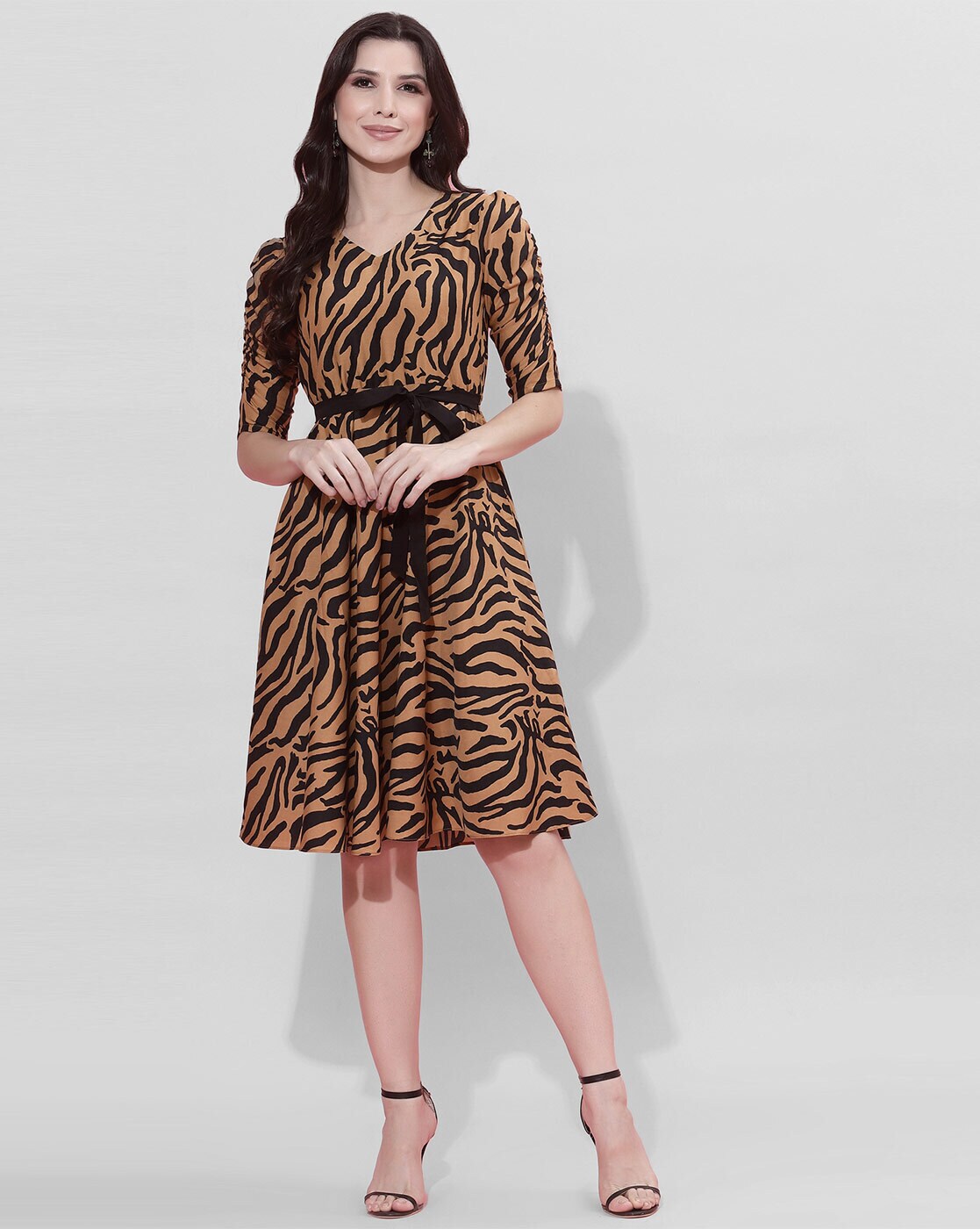 Animal print shop dress knee length