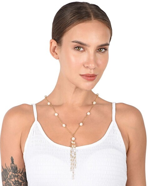 Rubans Celestial Sparkle Silver Tone AD Necklace