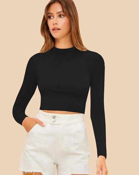 Fitted Black Crop Sweater