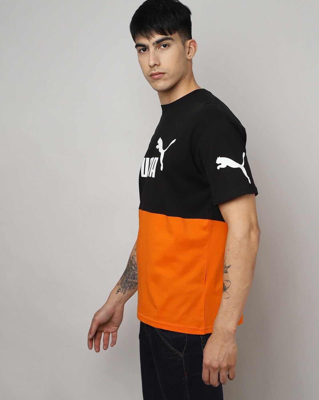 Puma Black Tshirts Orange by & Men Online for Buy