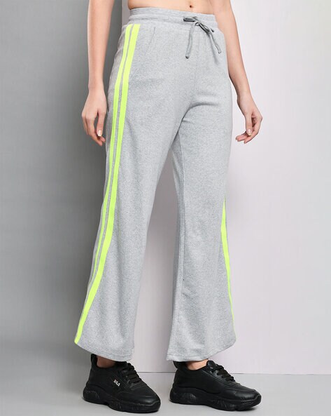 Women Flared Track Pants with Elasticated Drawstring Waist