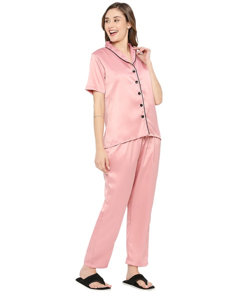 Rose gold 2024 silk pyjamas