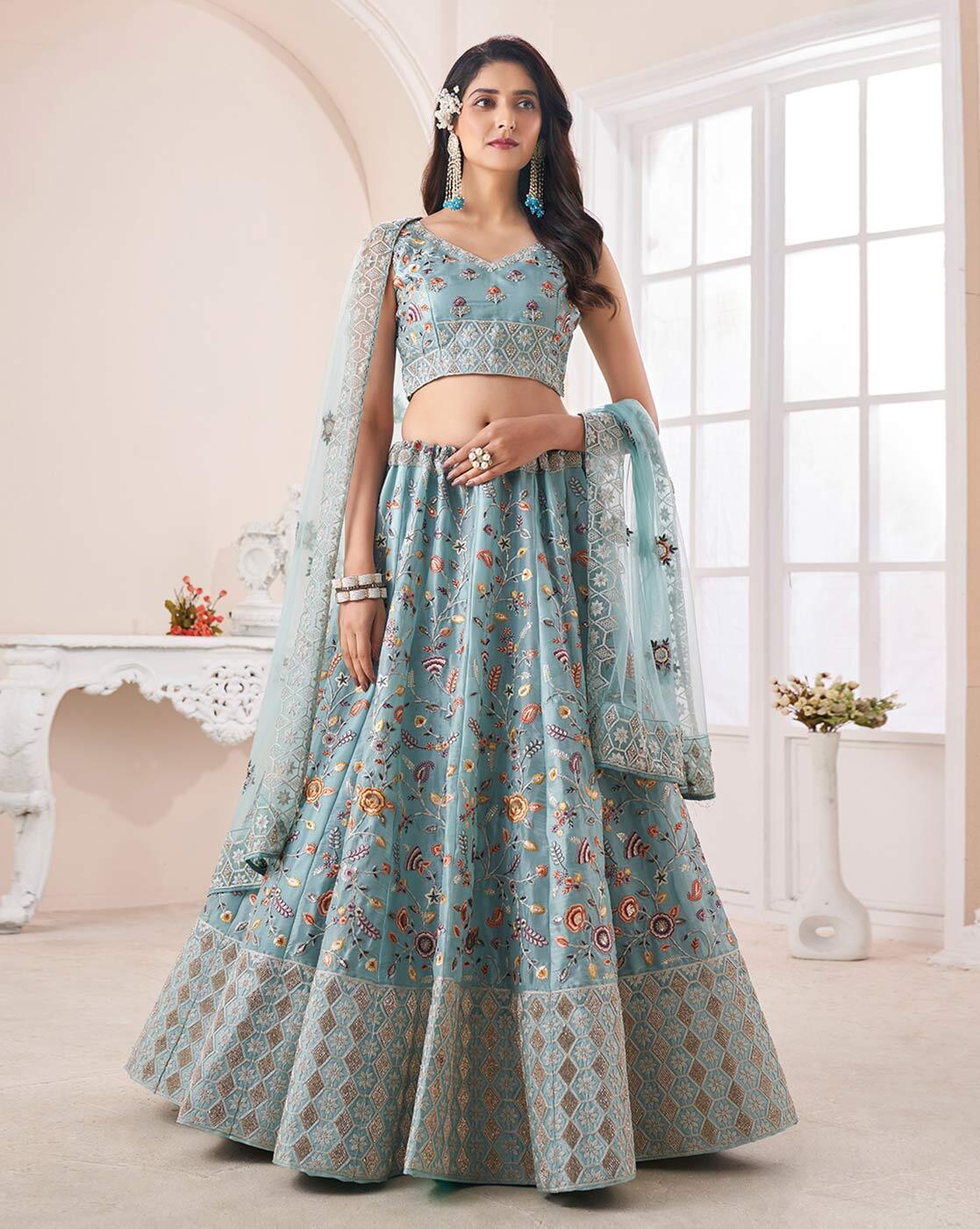 Turquoise lehenga shop online shopping