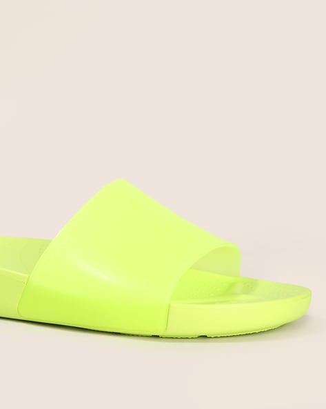 Lime green best sale slide sandals