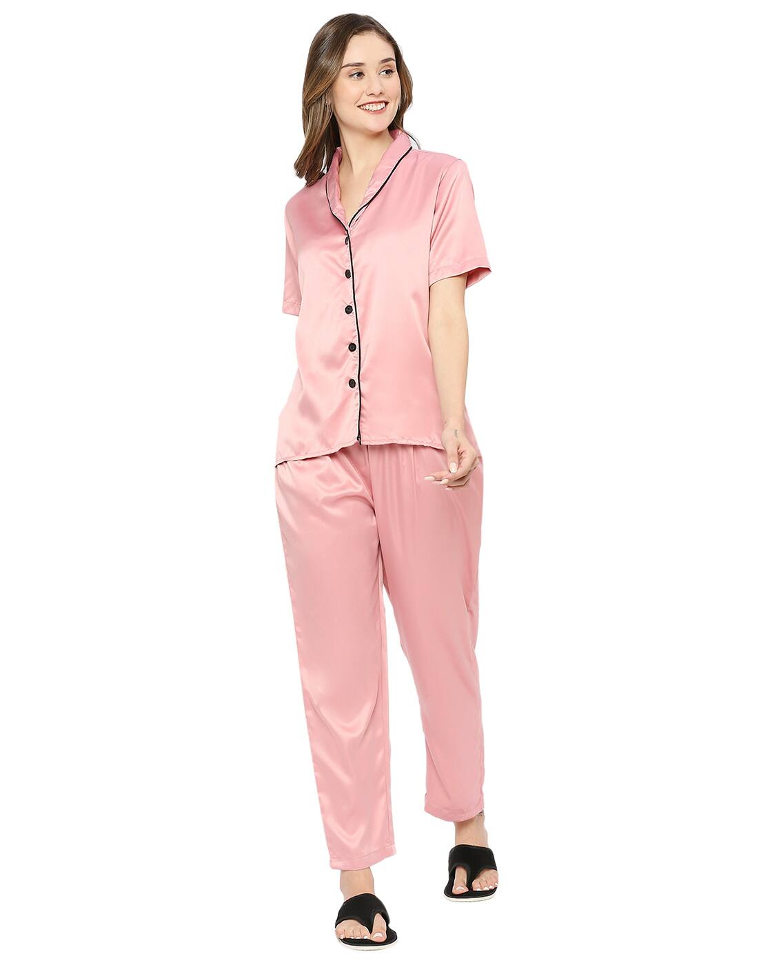 Rose Gold Silk Pajamas Gold Pajama Set Satin Shirt Pyjamas Set