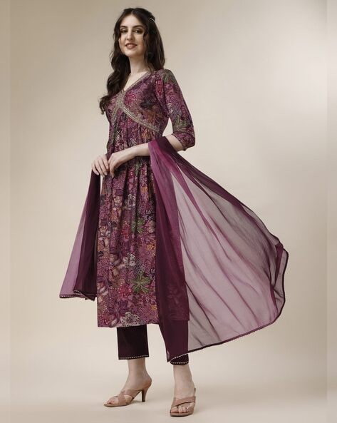 Buy Purple Kurta Suit Sets for Women by BERRYLICIOUS Online