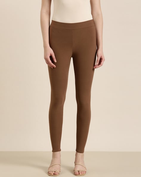 Shop Brown Cotton Hosiery Ankle Length Legging Online at Soch India