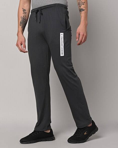 Men Placement Print Straight Track Pants