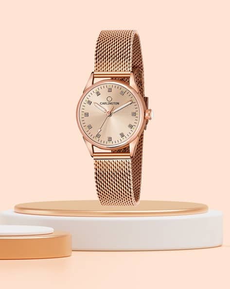 Carlington Women CT2003 RoseGold Analogue Watch with Mesh Strap