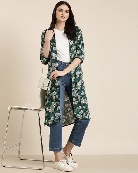 Floral print long on sale shrug