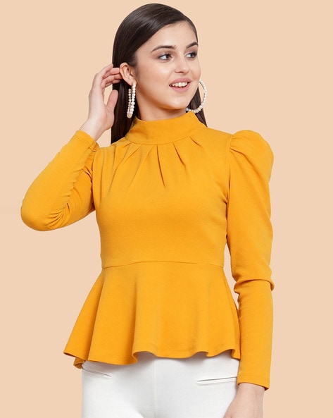 High neck peplum store top