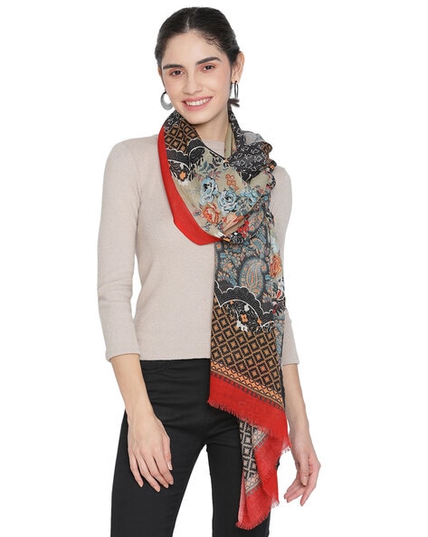 Women Stole with Floral Woven Motifs Price in India