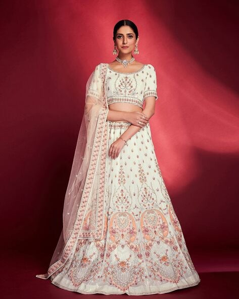 Buy Traditional Wear White Lehenga Choli Online At Zeel Clothing