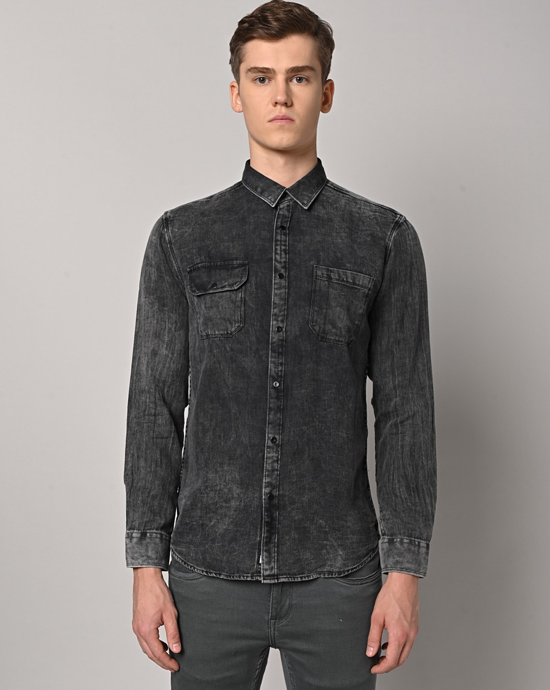 Buy Wrangler Men's Solid Black Denim Shirt (Regular) | Wrangler® India  Official Online Store