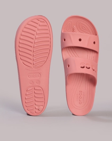 Pink discount crocs slides