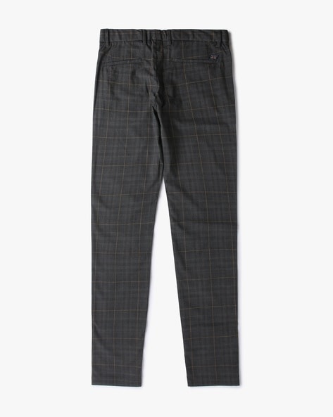 Buy RAYMOND Dark Grey Mens 4 Pocket Checked Formal Trousers | Shoppers Stop