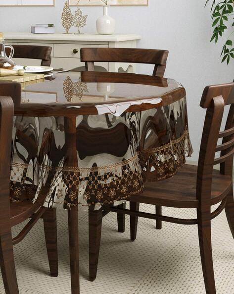 Dining table cover transparent deals 6 seater