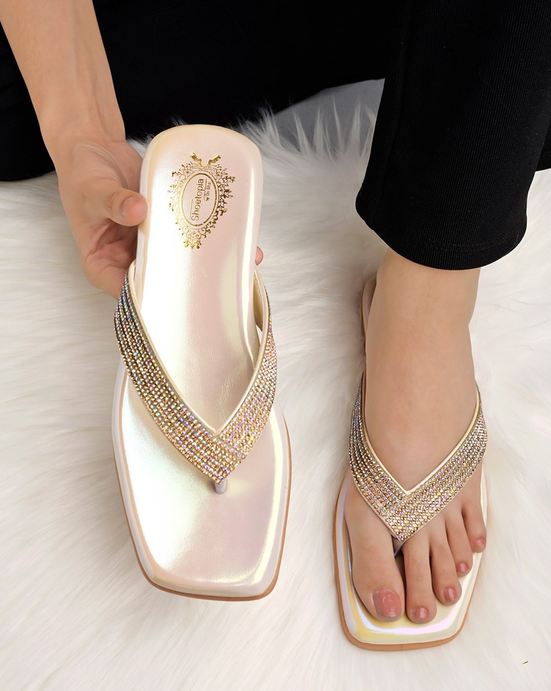 Buy Gold-Toned Flat Sandals for Women by Shoetopia Online
