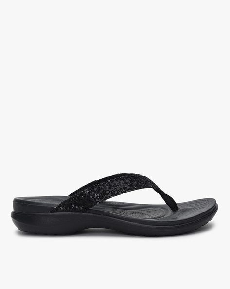 Crocs Capri Glittered Thong-Strap Flip-Flops