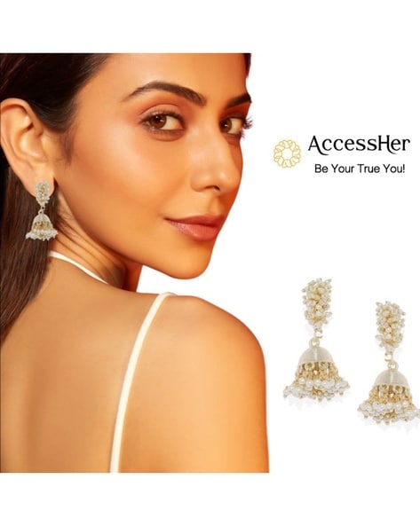 Buy Gold Plated Flower Bunch And Heavy Jhumka Earrings Online | Suhani  Pittie