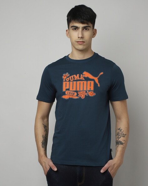 blue and orange puma shirt