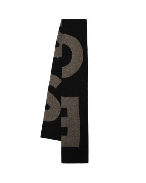 Buy BOSS Cable-Knit Logo Plate Scarf Black Color Men AJIO LUXE
