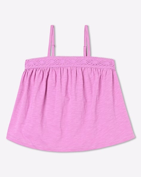 Crochet Lace-Trim Cotton Top