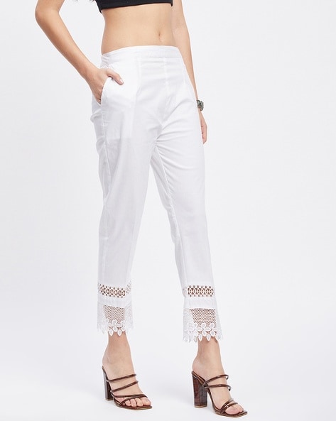 Lace Up Trousers - Beige | Manière De Voir USA