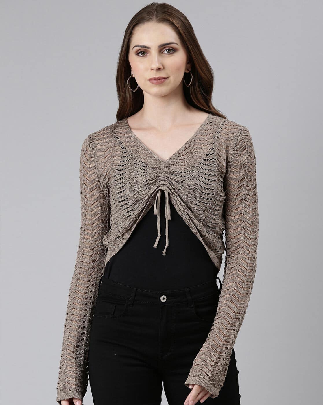 トップス andwang Lady Docking Knit Tops -1117Wx1400H-466248514-taupe-