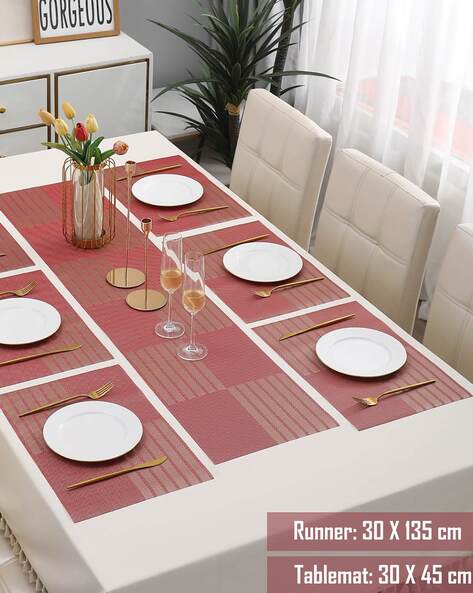 Placemats Set of 6, Red Vinyl Placemat for Dining Table, Home