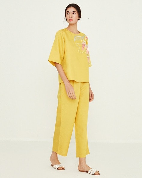 Buy Lemon Yellow Track Pants for Women by MADAME Online