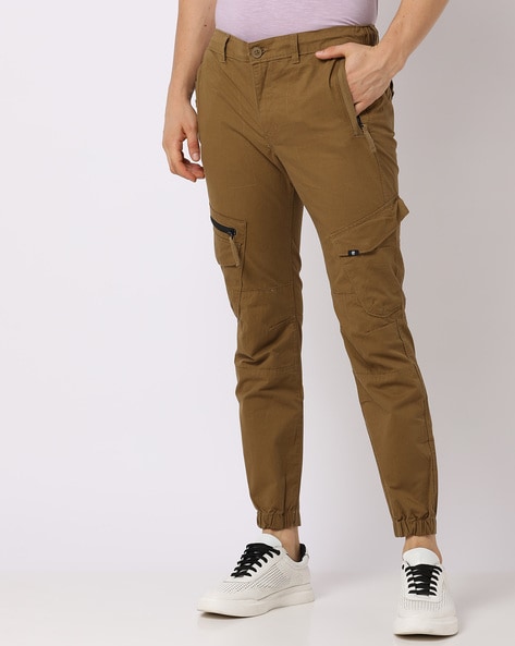 Buy Men's Navy Blue Slim Fit Cargo Pants Online at Bewakoof