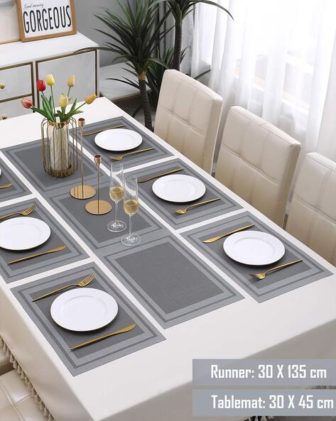 Elegant Placemats for Dining Table Washable Table Mats (Silver, 6